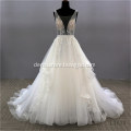 deep v crystal luxury boho sleeveless wedding dress